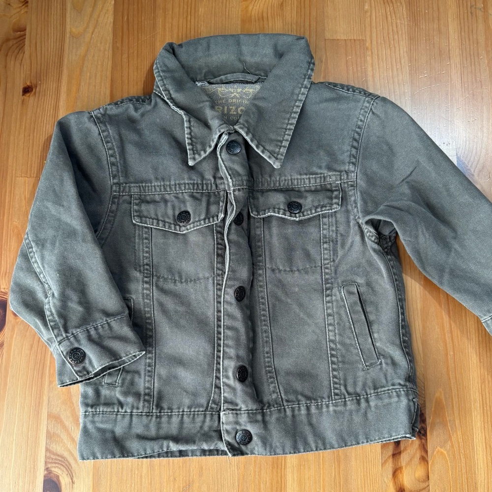 Kids' Vintage Arizona Jean Company Green Denim Snap Button Jacket Size 4